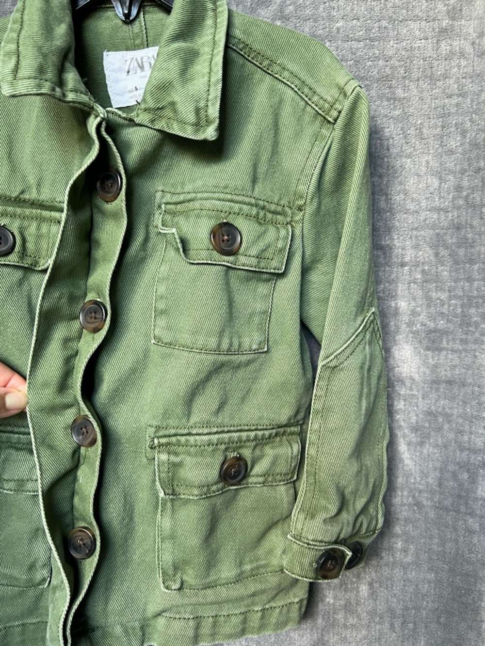 Zara Toddler Girl Utility Jacket Size 5 Olive Green Button Closure Casual Travel - Picture 12 of 15